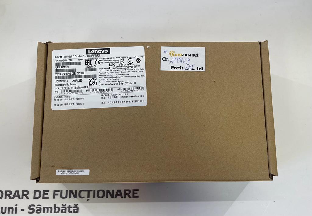 Lenovo ThinkPad Thunderbolt 3 Workstation Gen 2 Prin cablu Negru