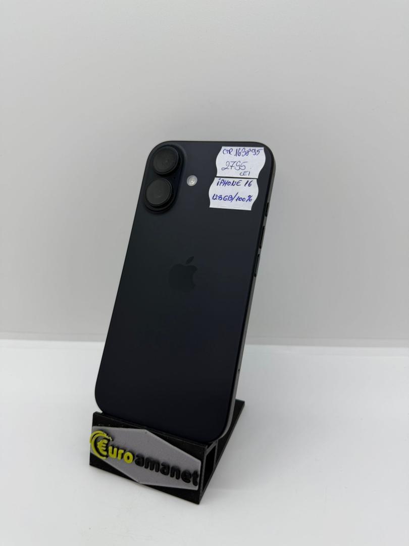Telefon APPLE iPhone 16 5G, 128GB, Black, Baterie 100% image 2