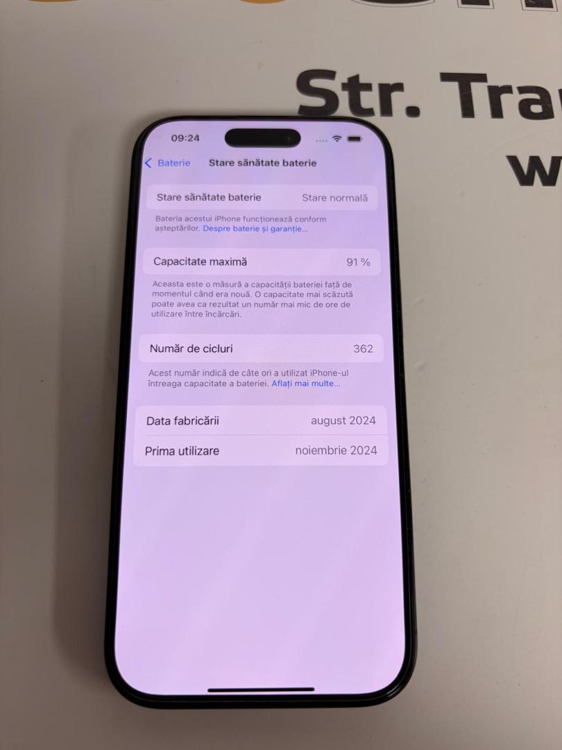 Telefon APPLE iPhone 16 Pro 5G, 256GB, Black Titanium bat.91% image 2