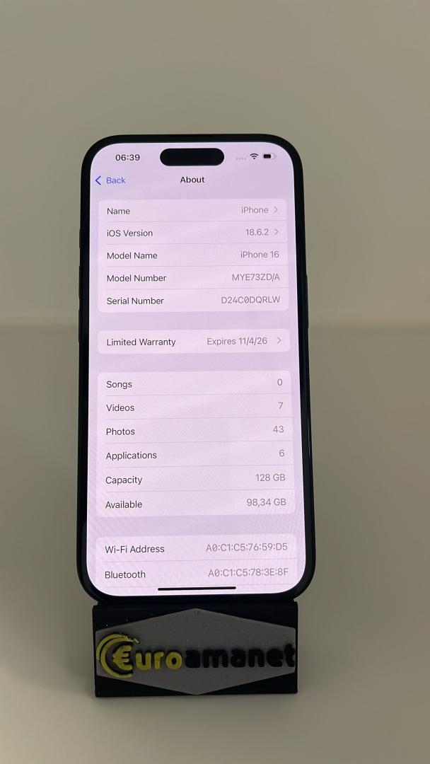 Telefon mobil Apple iPhone 16, 128GB, 5G, Black image 4