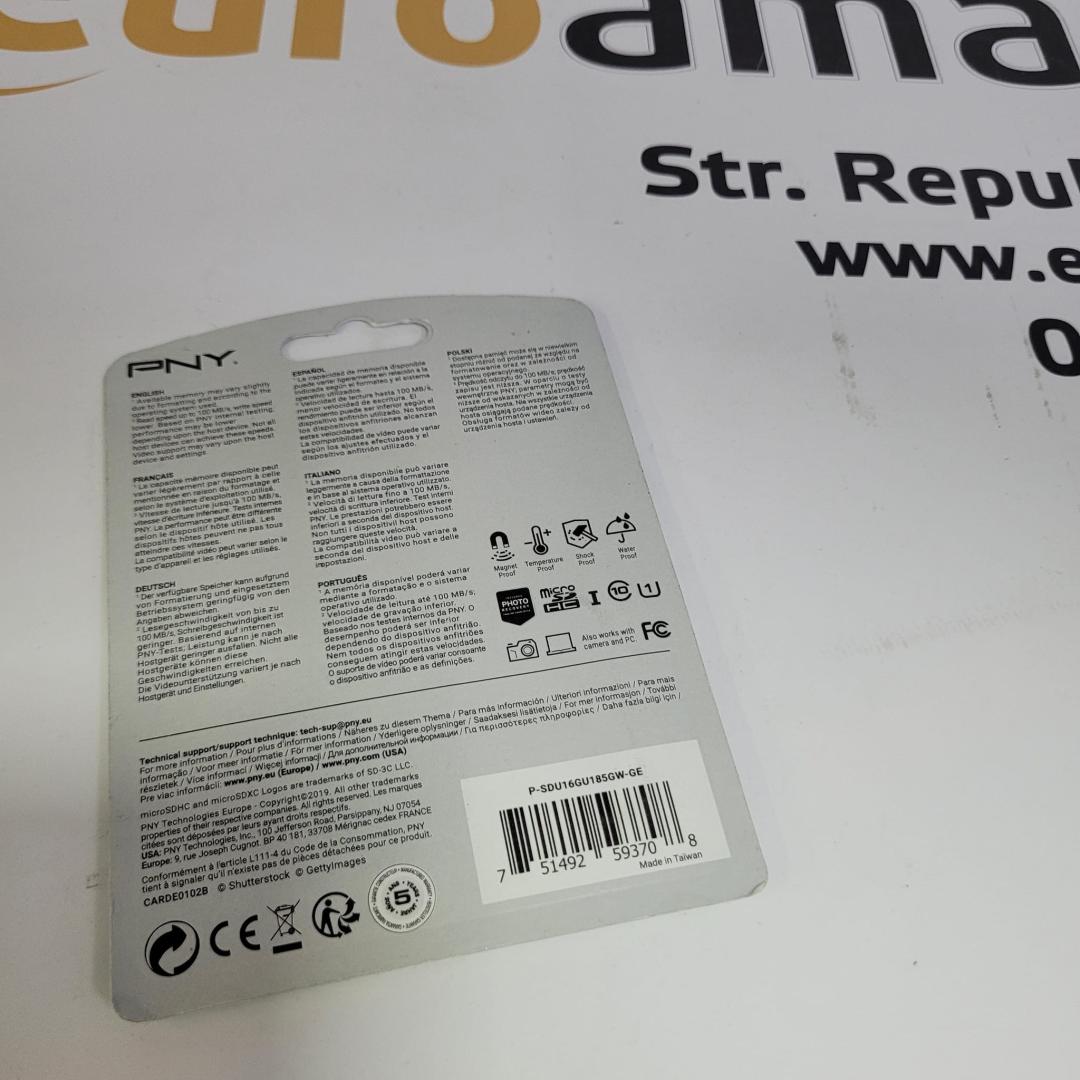 Card de meorie MicroSD PNY, 16GB, 100MB/s, cu adaptor image 3