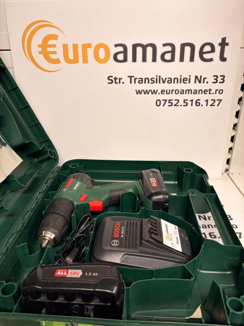 Masina de gaurit cu percutie cu 2 acumulatori Bosch PSB 1800 LI-2