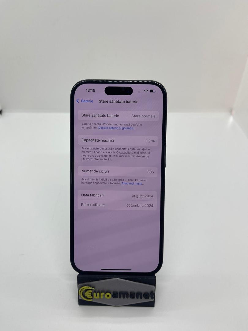 Telefon mobil Apple iPhone 16, 128GB, 5G, Black, 92% Baterie image 2