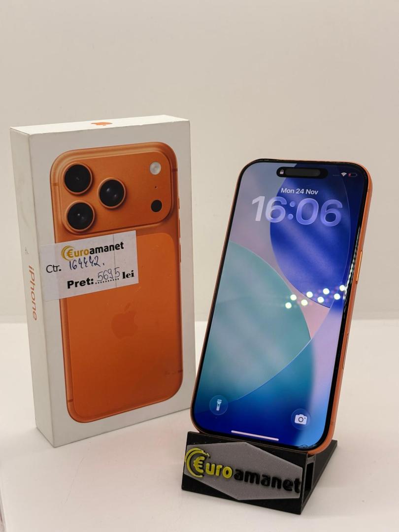 Telefon mobil Apple iPhone 17 Pro, 256GB, 5G, Cosmic Orange, 100% Baterie