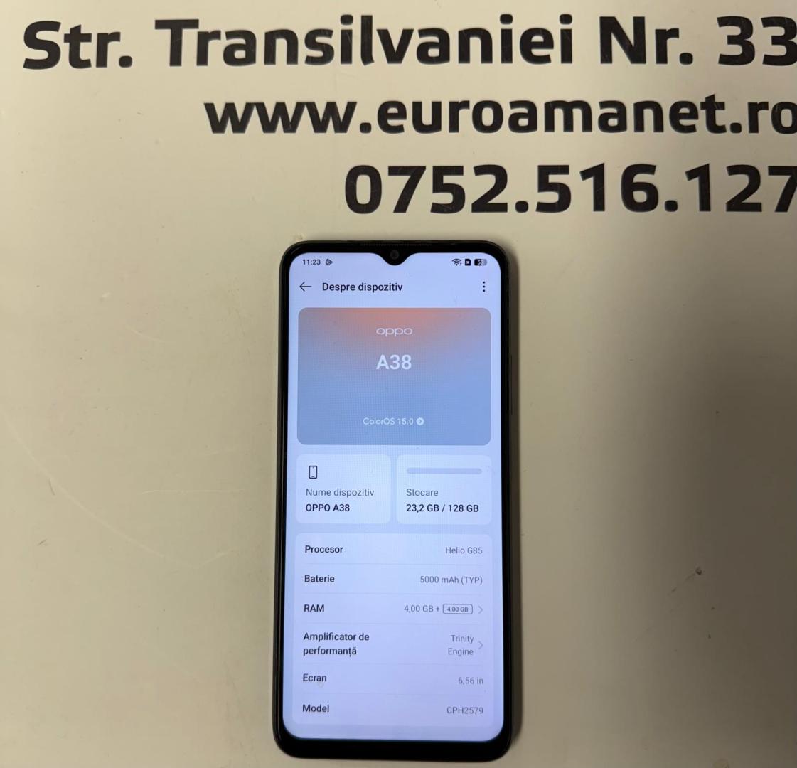 Oppo A38, Dual SIM, 128GB, 4GB RAM, 4G, Glowing Black image 1