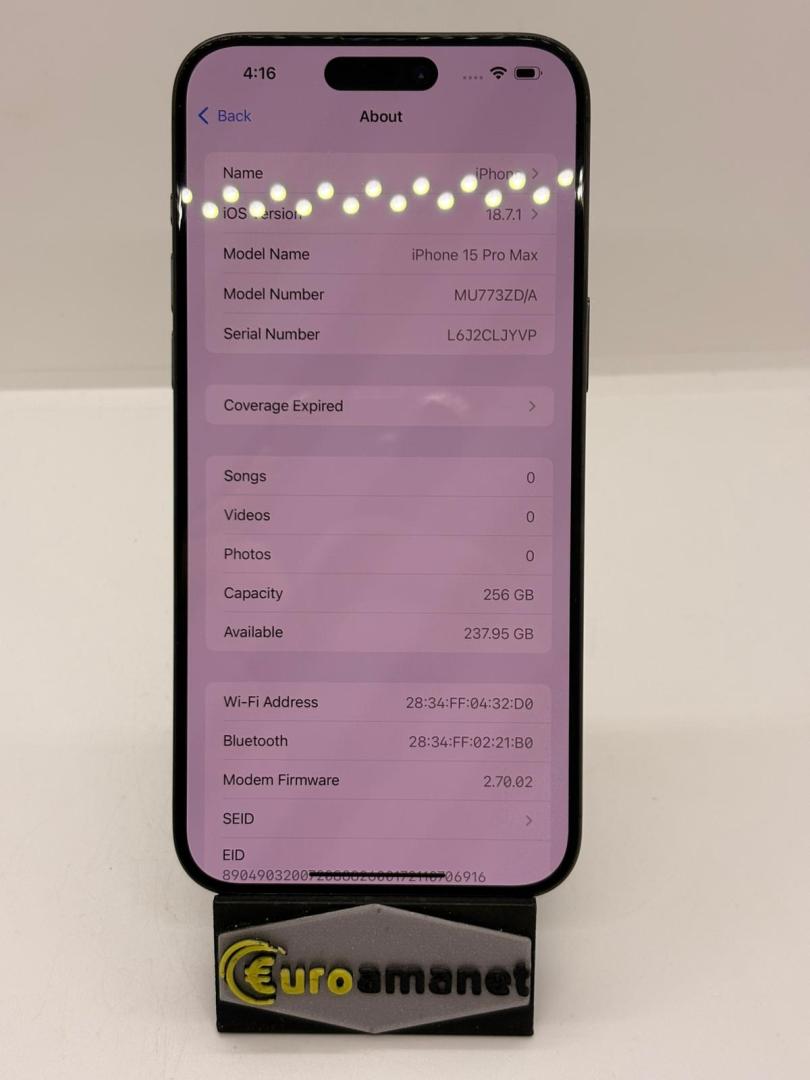 Telefon mobil Apple iPhone 15 Pro Max, 256 GB, 5G, Black Titanium image 3