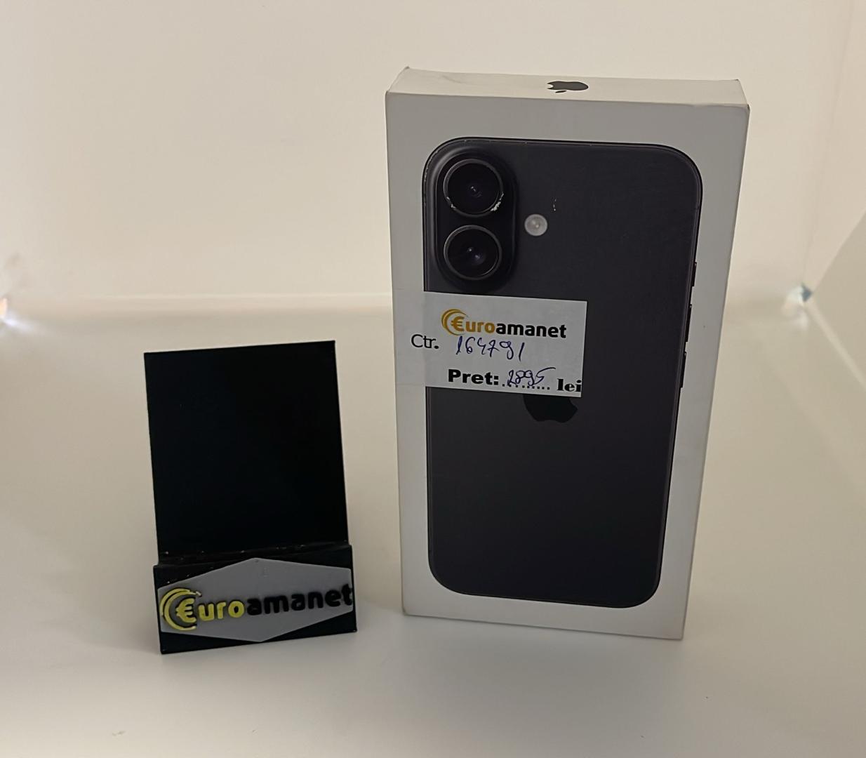 Telefon mobil Apple iPhone 16, 128GB, 5G, Black ( Sigilat )