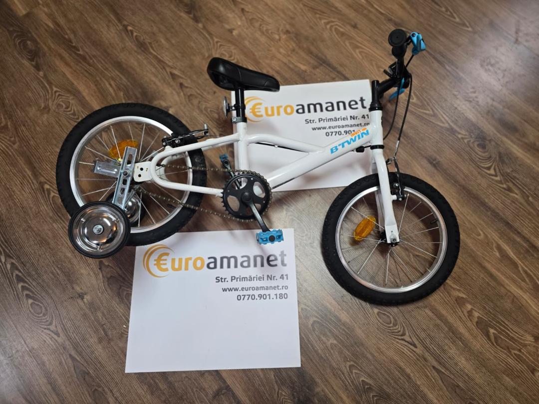 Bicicletă BTWIN 16 inch 4-6 ani DISCOVER 100 Alb Copii image 1