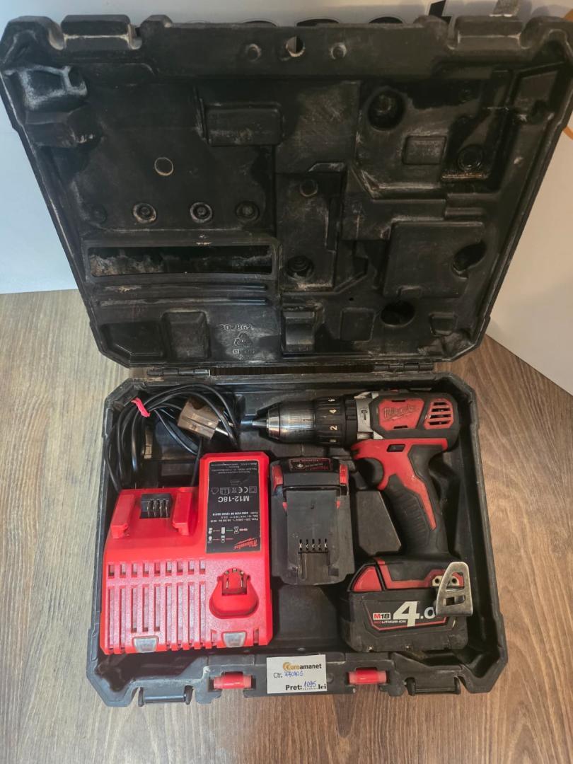 Masina de gaurit si insurubat, Milwaukee, 18V, 50Nm, negru/rosu image 1