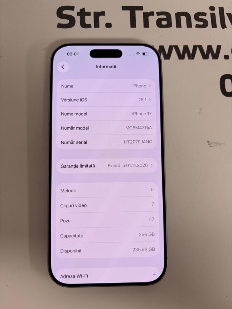 Telefon Apple iPhone 17, 256GB, 5G, Lavender bat.100% image 1