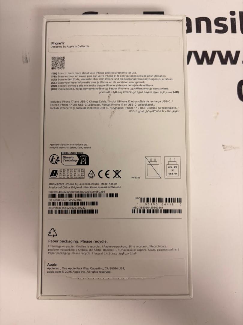 Telefon Apple iPhone 17, 256GB, 5G, Lavender bat.100% image 4