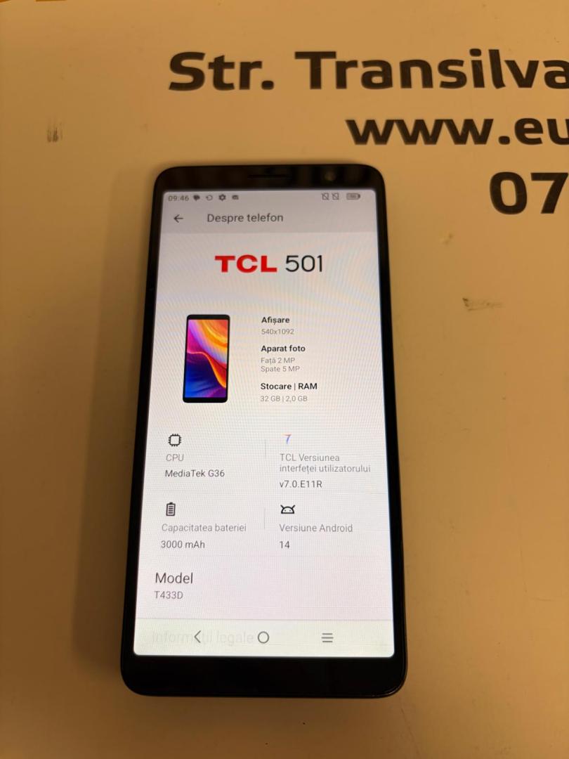 Telefon TCL 501, 2GB RAM, 32GB, 4G, Prime Black image 1