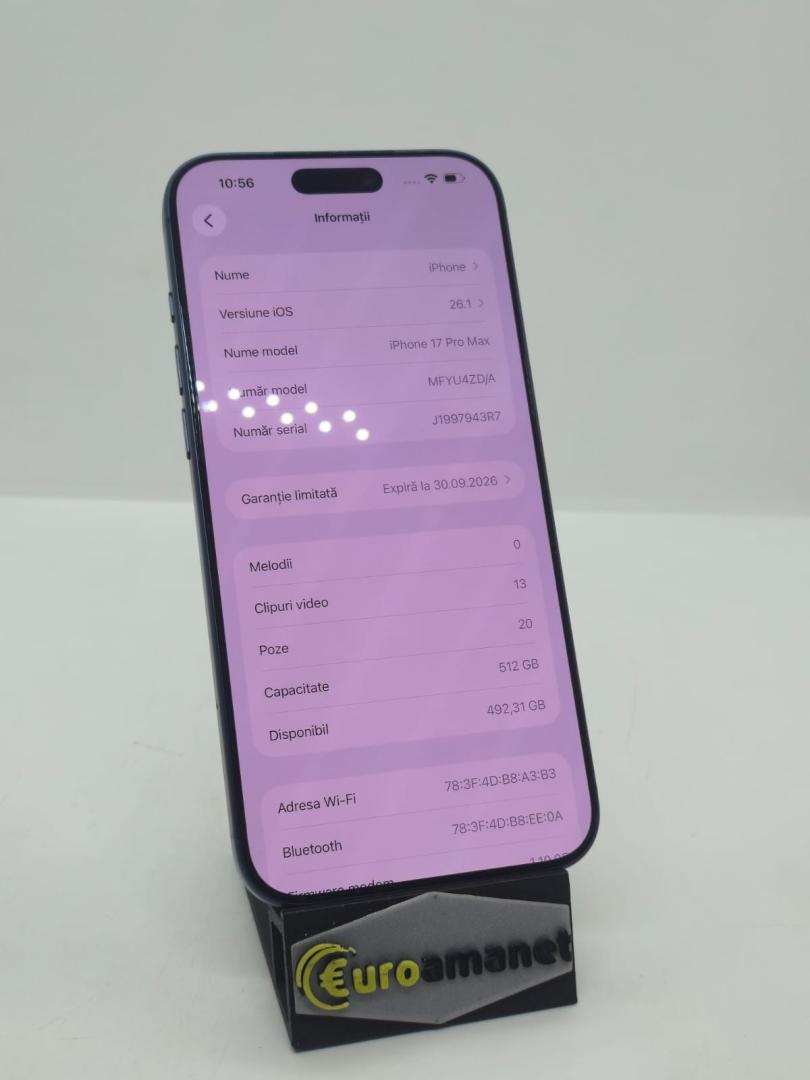 Telefon mobil Apple iPhone 17 Pro Max, 512GB, 5G, Deep Blue image 4