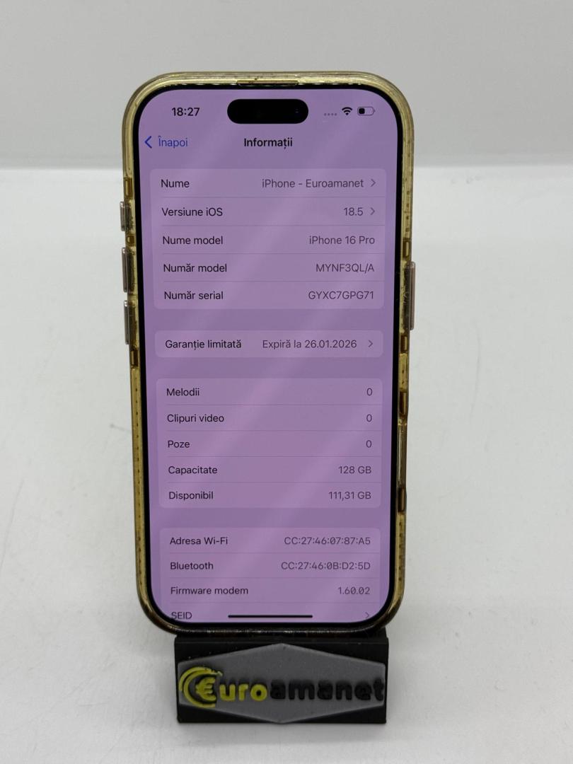 Telefon mobil Apple iPhone 16 Pro, 128GB, 5G, Desert Titanium, 90% Baterie image 5