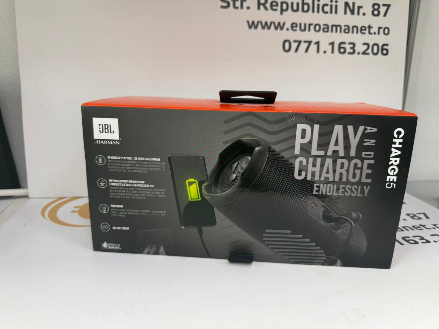 Boxa portabila JBL Charge 5 Wi-Fi, 40W, Bluetooth, Autonomie 20H, IP67, Negru image 1