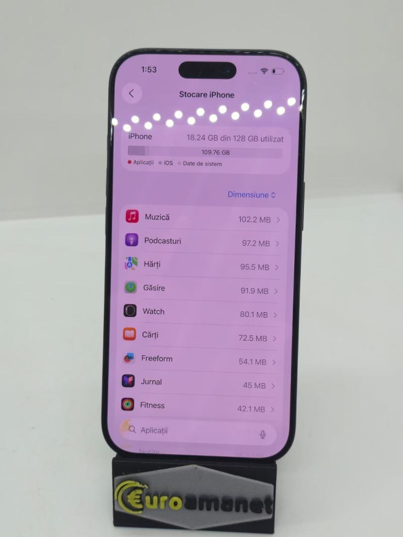 Telefon mobil Apple iPhone 16 Pro, 128GB, 5G, Black Titanium image 2