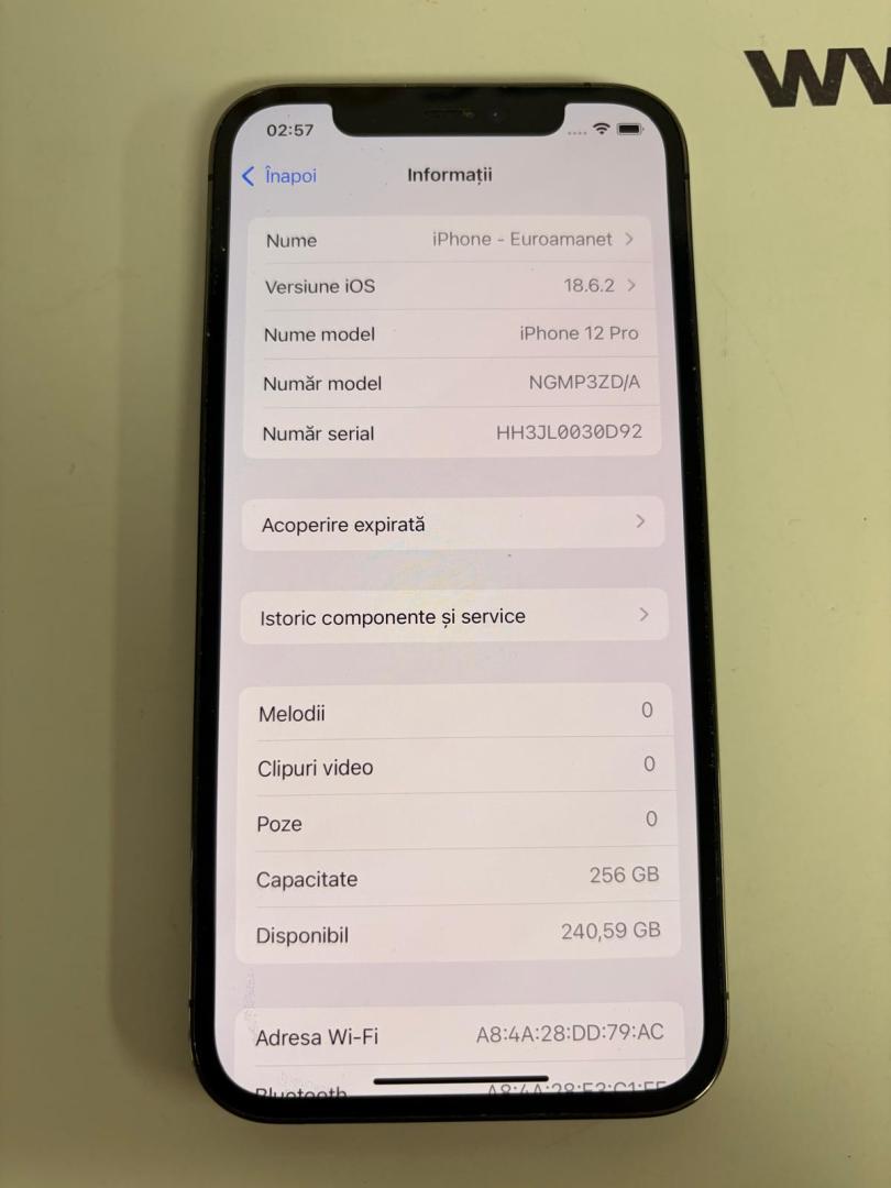 Telefon iPhone 12 Pro, 256GB, 5G, Graphite (bat.79%) image 2