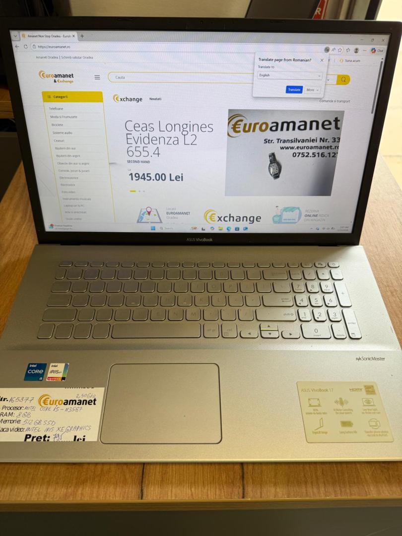 Laptop ASUS VivoBook 17 X712EA cu procesor Intel® Core™ i5-1135G7, 8GB, 512GB SSD, Intel Iris Xᵉ Graphics