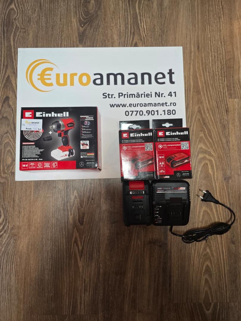 Cheie cu impact pe acumulator, Einhell Professional TP-CW 18/270 Li BL-Solo, 18 V