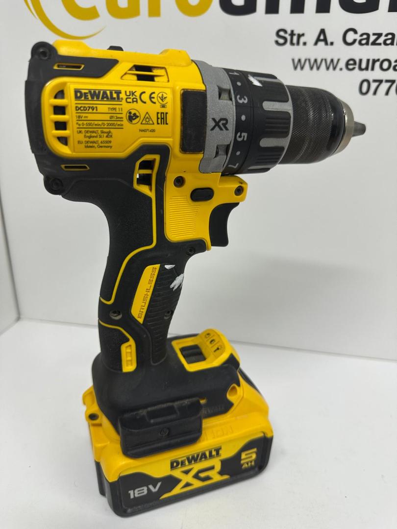Masina de insurubat si gaurit DeWalt DCD791P2, 18V XR, 5Ah image 3