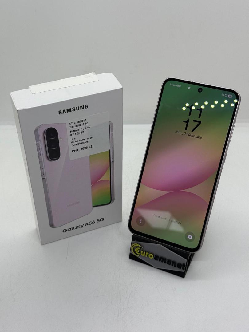 Telefon mobil Samsung Galaxy A56, Dual SIM, 8GB RAM, 128GB, 5G, Awesome Pink