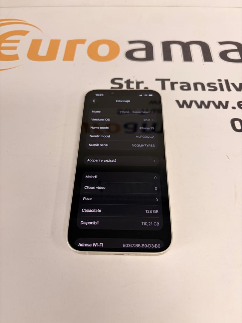 Telefon Apple iPhone 13, 128GB, 5G, Starlight, bat.81% image 2