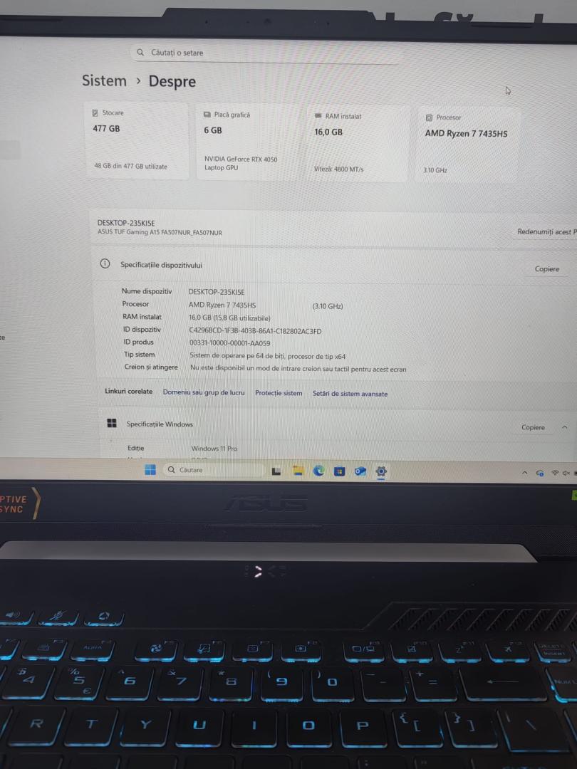 Laptop ASUS TUF Gaming A15,AMD Ryzen7 7435HS image 3