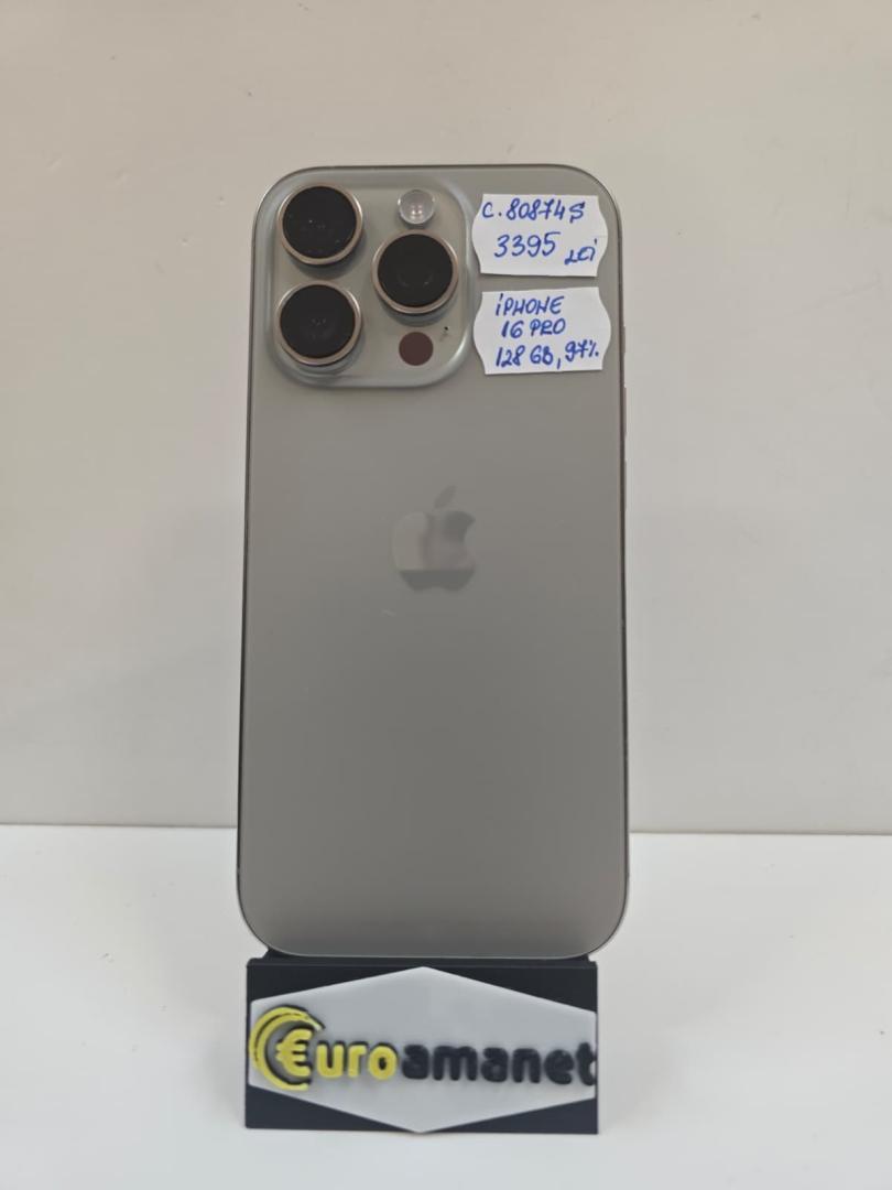 Telefon mobil Apple iPhone 16 Pro, 128 GB, Desert Titanium, 97% Baterie image 1