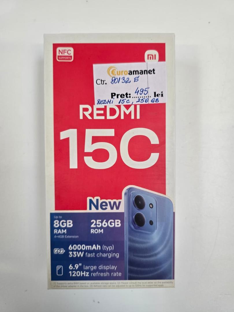 Telefon mobil Xiaomi Redmi 15C, 4GB RAM, 256GB, 5G, Midnight Black