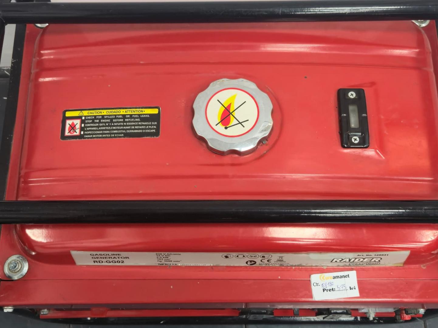 Generator Raider RD-GG02 putere max 2 kW motor 2.7 CP 163 cmc rezervor 14 L AVR monofazat image 1