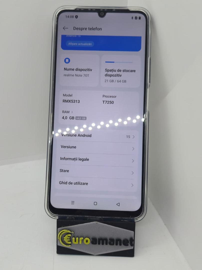 Telefon mobil realme Note 70T, Dual SIM, 64GB, 4GB RAM, Obsidian Black image 2