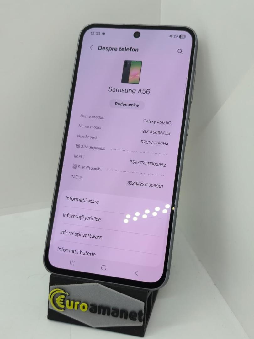 Telefon mobil Samsung Galaxy A56, Dual SIM, 8GB RAM, 256GB, 5G, Awesome Graphite image 2