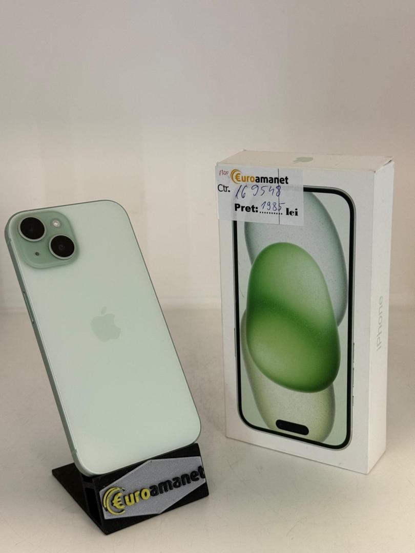 Telefon mobil Apple iPhone 15, 128GB, 5G, Green EuroAmanet EuroAmanet ...