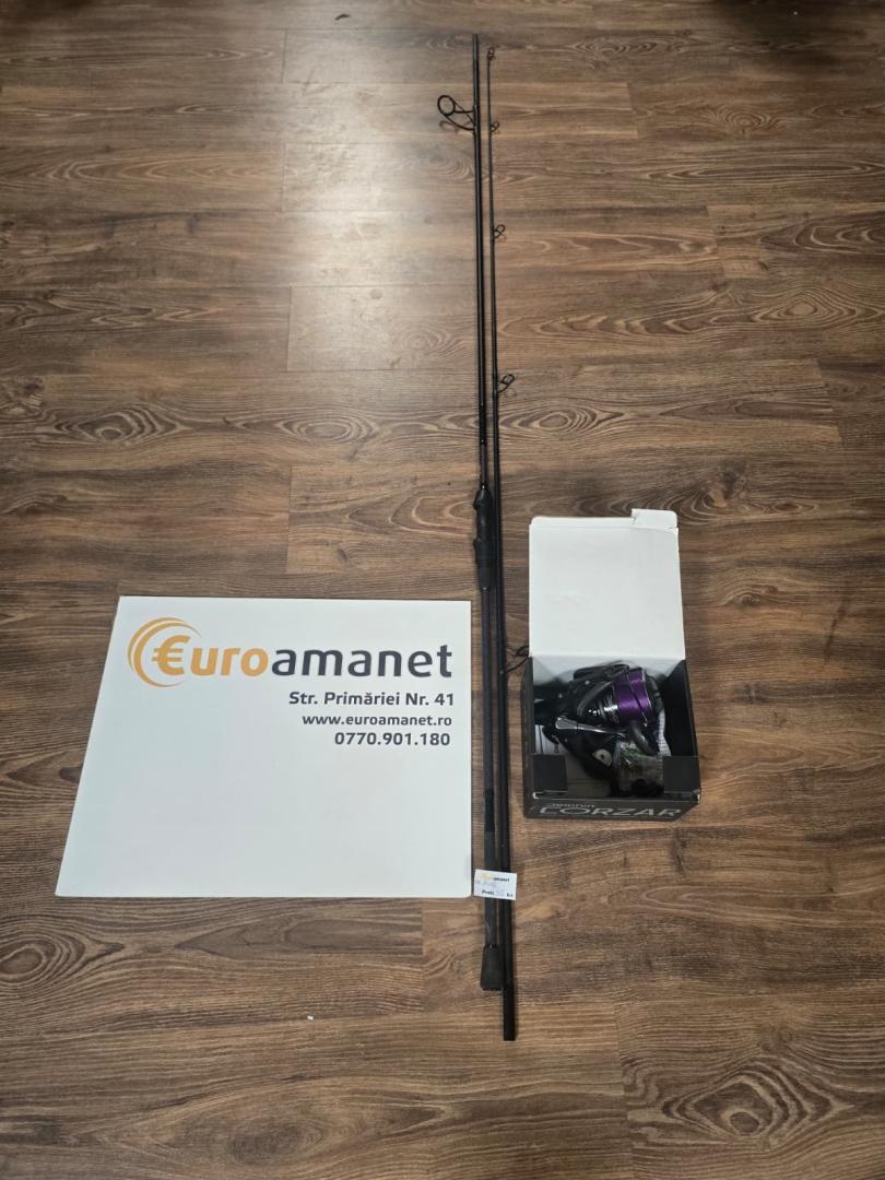 Lanseta pescuit Delphin Corsa Black 360 cm, 3.25 lbs, 3 piese, PowerWrap, antiderapant+Mulineta Crap Delphin CORZAR 8T image 2