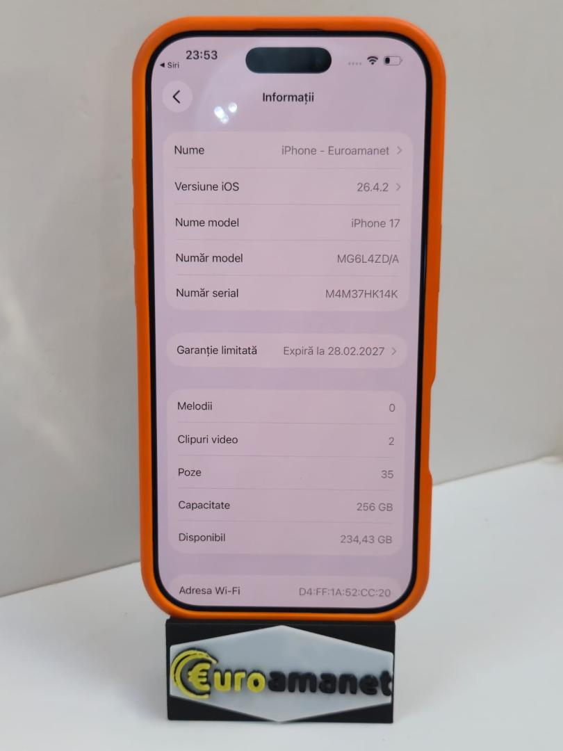 Telefon mobil Apple iPhone 17, 256GB, 5G, Mist Blue, 100% Baterie image 4