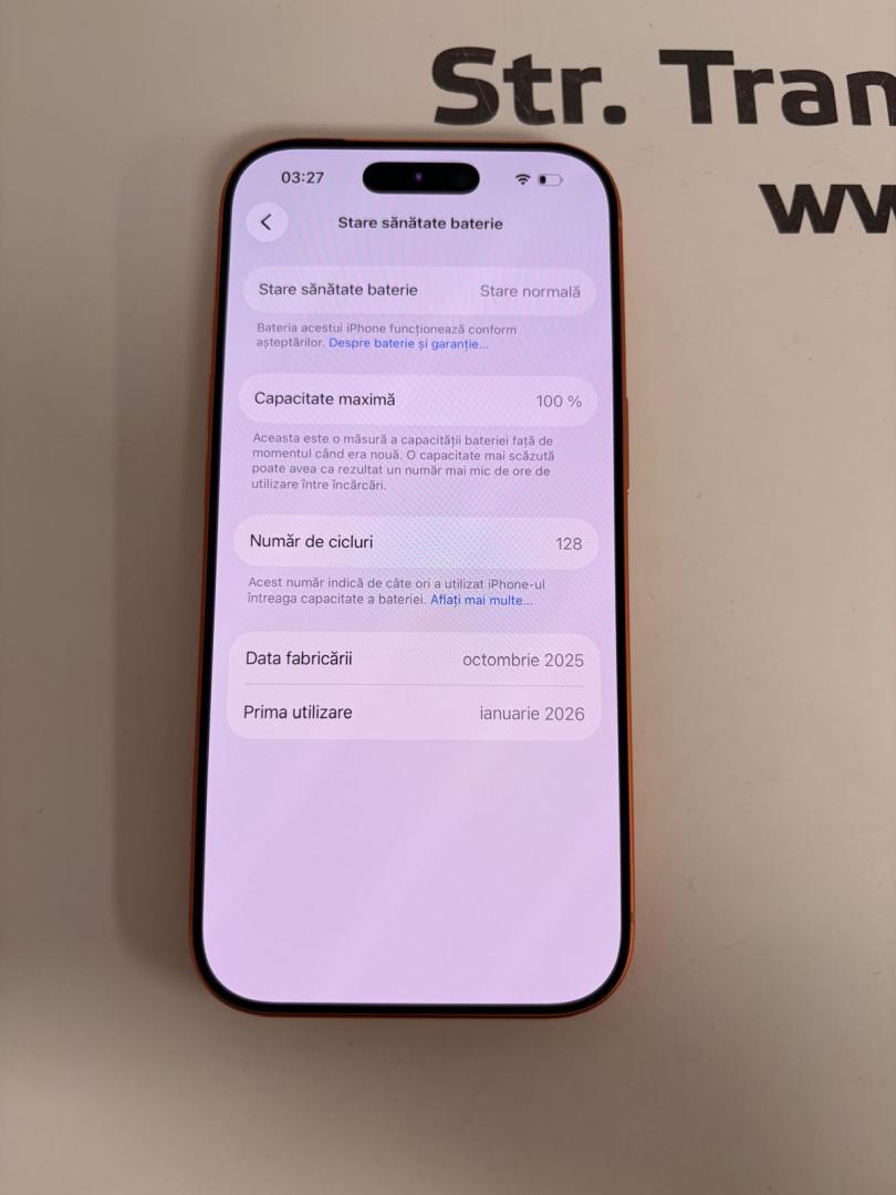Telefon iPhone 17 Pro, 256GB, 5G, Cosmic Orange, 128 Cicluri image 3