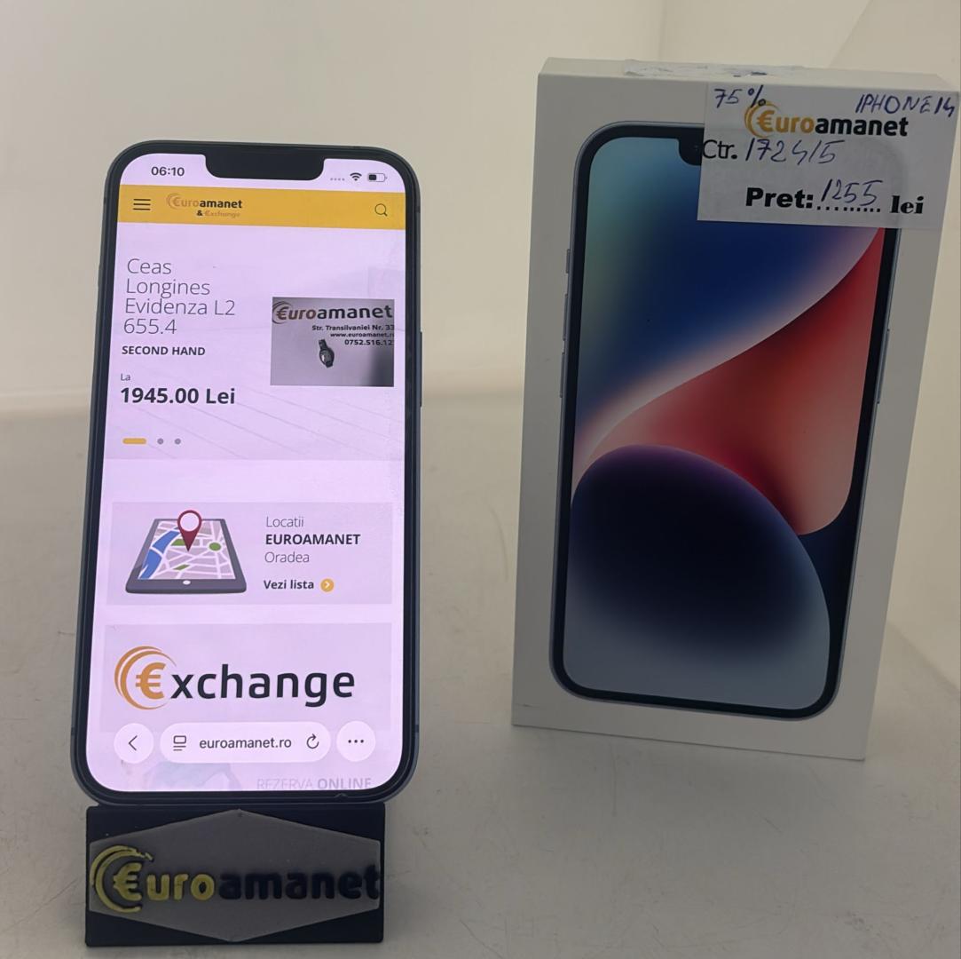 Telefon mobil Apple iPhone 14, 128GB, 5G / 75 % Bat