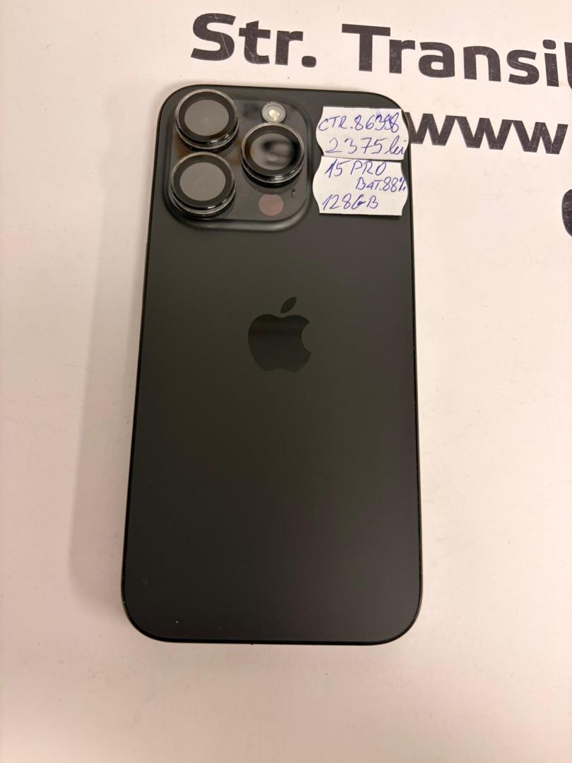 Telefon iPhone 15 Pro, 128GB, 5G, Black Titanium, bat.88% image 1