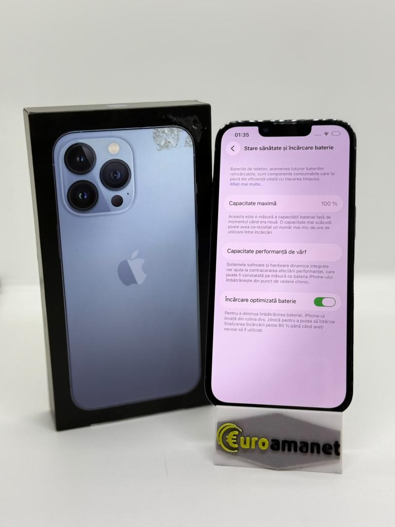 Telefon mobil Apple iPhone 13 Pro, 128GB, 5G, Sierra Blue, Bat 100%