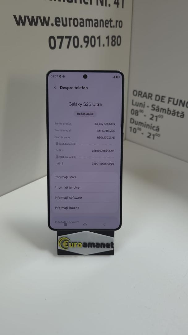 Telefon mobil Samsung Galaxy S26 Ultra, Dual SIM, 12GB RAM, 256GB, 5G, Black image 4