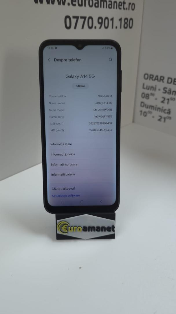 Telefon mobil Samsung Galaxy A14, Dual SIM, 4GB RAM, 128GB, 4G, Black image 2