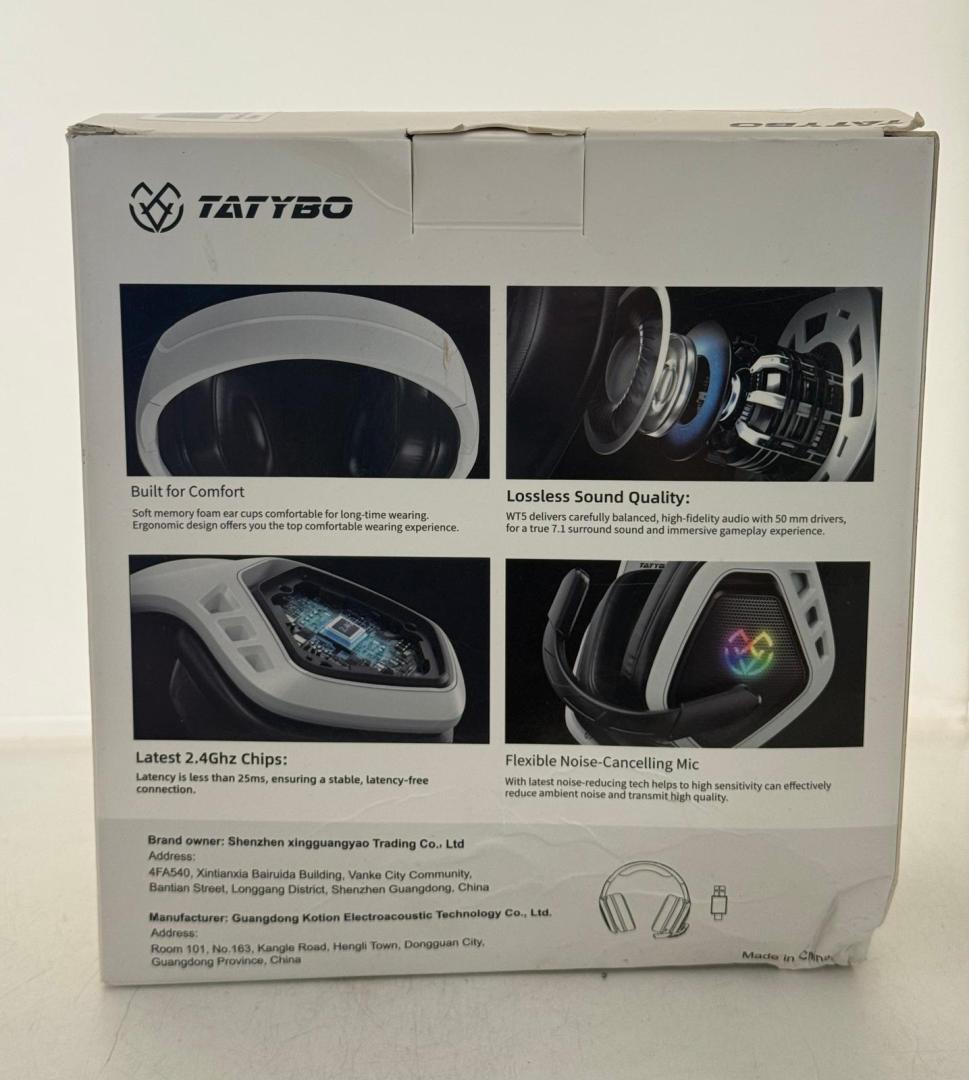 Căști wireless Tatybo WT5 Over-Ear, alb/negru image 3
