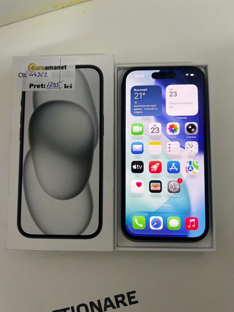 Telefon Apple iPhone 15, 128GB, 5G, Black image 2