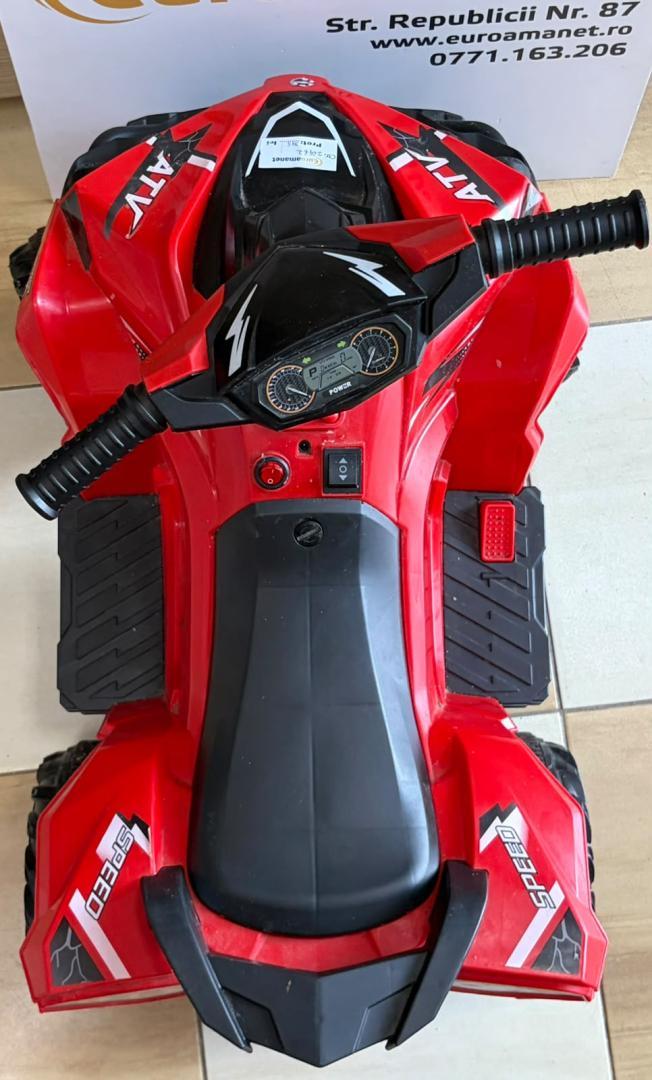 Atv electric pentru copii Power X Speed Red, 2 motoare, acumulator 12V 4.5Ah, faruri cu lumini led, pornire la buton, pedala acceleratie image 2