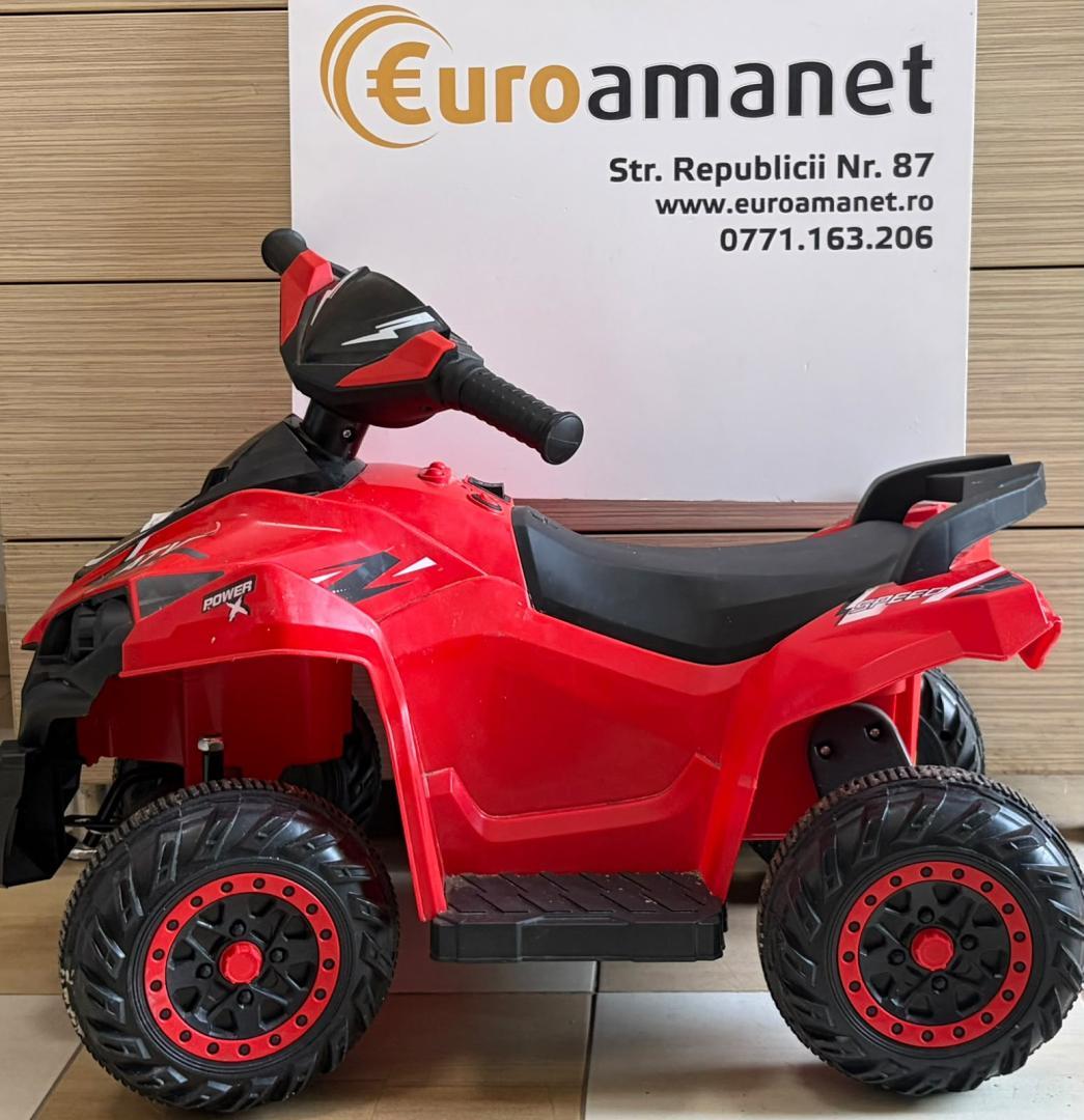 Atv electric pentru copii Power X Speed Red, 2 motoare, acumulator 12V 4.5Ah, faruri cu lumini led, pornire la buton, pedala acceleratie image 1