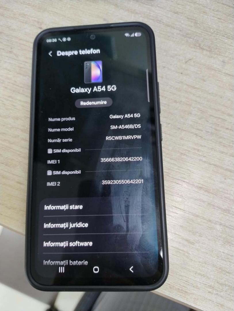 Telefon mobil Samsung Galaxy A54, Dual SIM, 8GB RAM, 128GB, 5G, Awesome Graphite image 2
