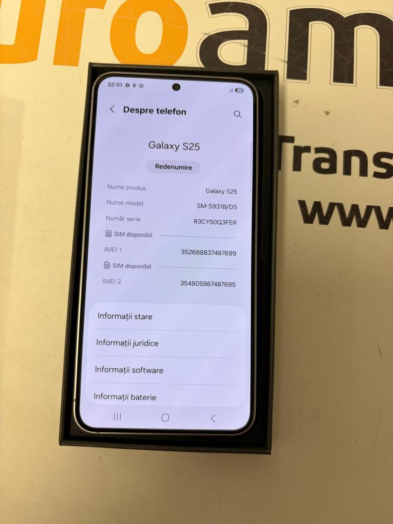 Telefon Samsung S25, Dual SIM, 12GB RAM, 128GB, 5G, Silver Shadow, 9 cicliuri image 2