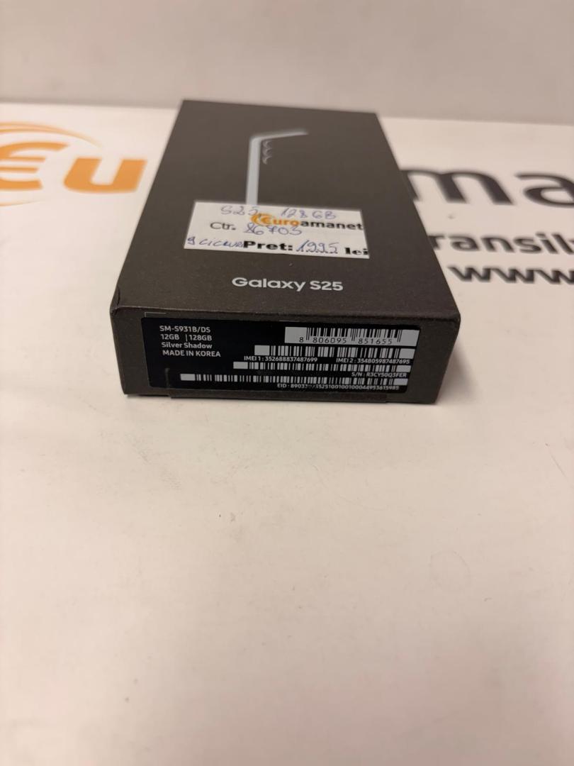 Telefon Samsung S25, Dual SIM, 12GB RAM, 128GB, 5G, Silver Shadow, 9 cicliuri image 1