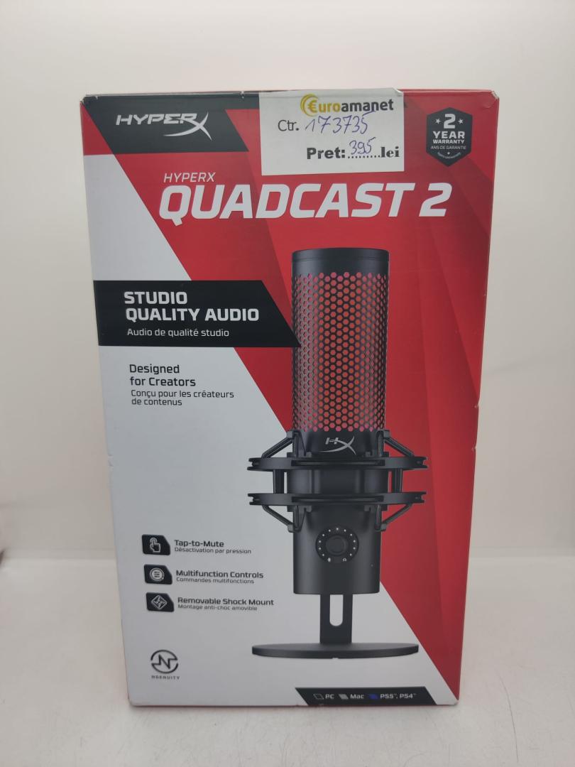 Microfon HyperX QuadCast 2, USB-C, pentru gaming, streaming si podcasting image 1