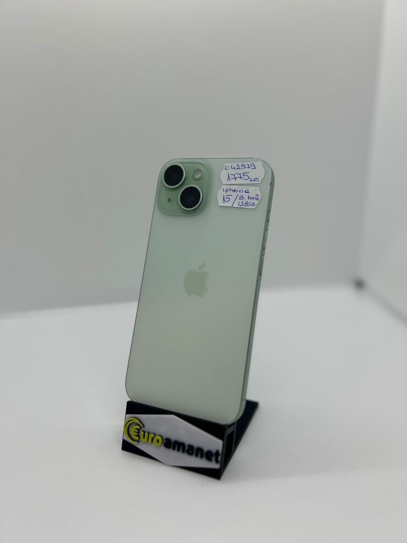 Telefon mobil Apple iPhone 15, 128GB, 5G, Green,99% bat.